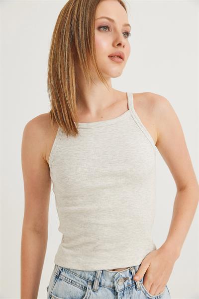 Askılı Kaşkorse Bluz Melanj