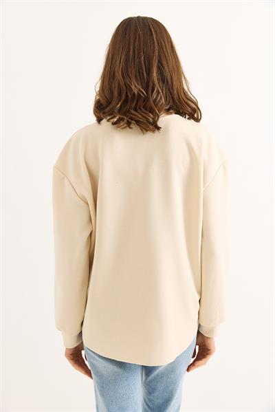 Kadın Modal Kumaş Yazı Baskılı Sweat