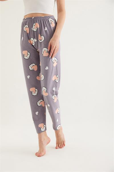 Beli Lastikli Kadın Pijama Altı Lila