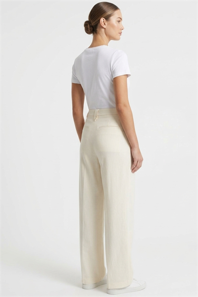 Kadın Rahat Kesim Bol Paça Yüksek Bel Pantolon Bej