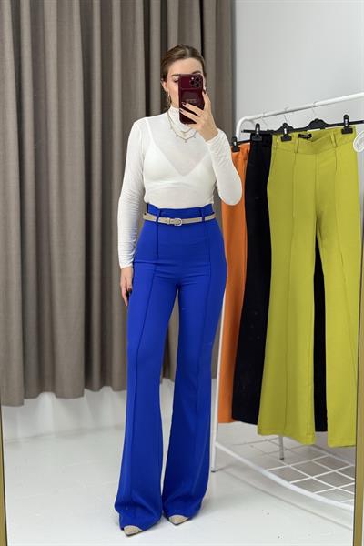 Yüksel Bel Çımalı  İspanyol Paça Pantolon Lacivert