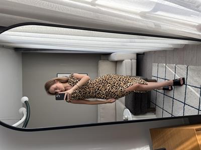 Degaje Yaka Leoparlı Elbise