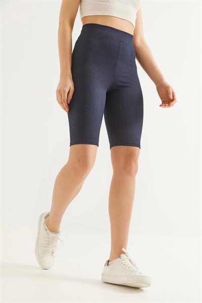 Fitilli Toparlayıcı Kısa Tayt Lacivert