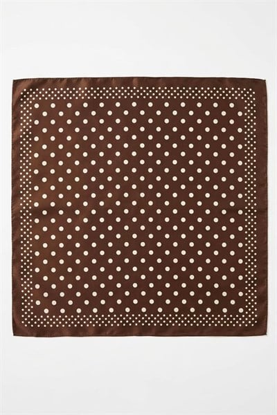  Puantiye Figürlü 45X45 Ölçülü Fular Acı Kahve