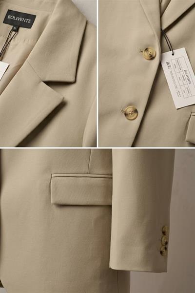 Kadın Oversize Çift Düğmeli Blazer Ceket Vizon