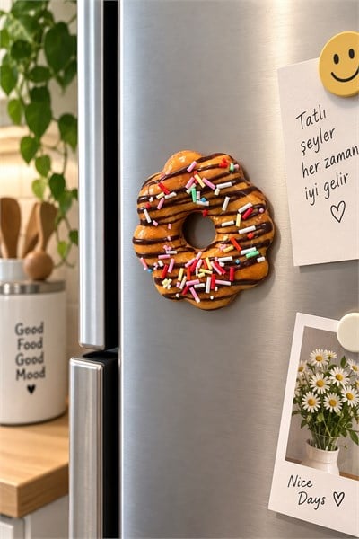 Donut Figürlü Buzdolabı Magneti Sarı
