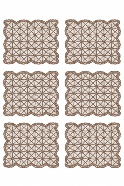 6lı Geometrik Desenlİ 40x28 Ölçülü Runner Vizon