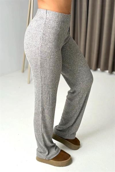 Fitilii Bol Paça Gri Triko Esnek Pantalon