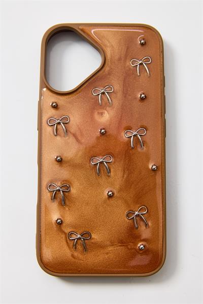 İphone 16  Uyumlu Kurdele Detaylı Kılıf Taba