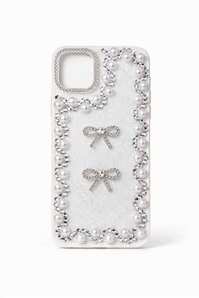 İphone 11 Uyumlu Taş Detaylı Telefon Kılıfı Beyaz