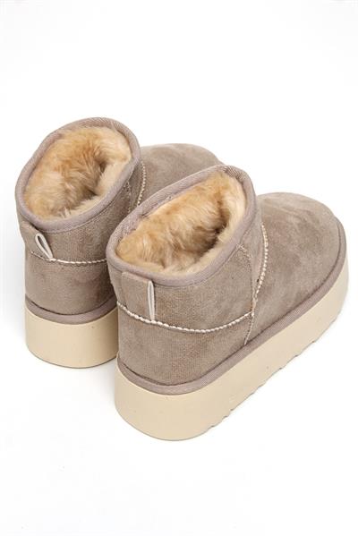 İçi Kürklü Süet Kadın Ayakkabı Gri