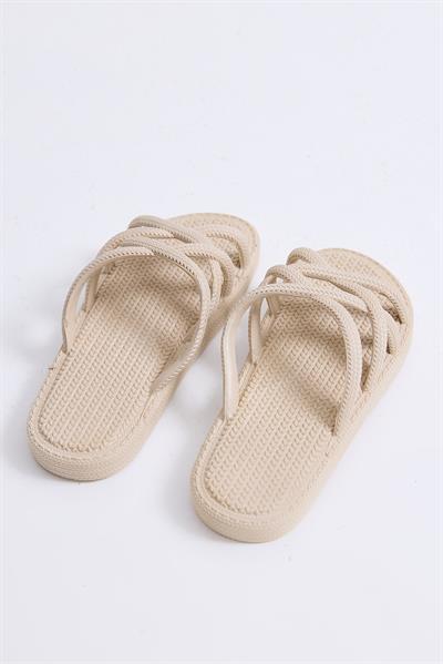 Yazlık Kaydırmaz Taban Ahtapot Terlik Bej