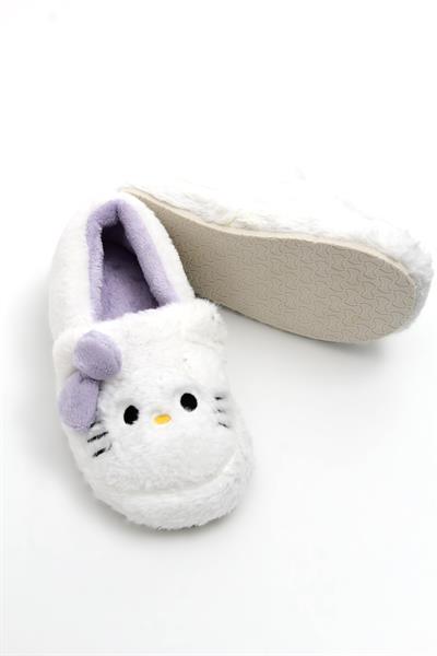 Kurdela Aksesuarlı Peluş Ev Terliği Lila