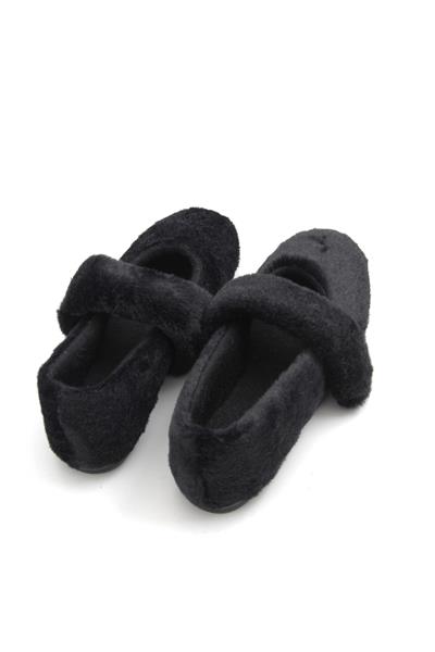 Kadın Tek Bant Peluş Kışlık Siyah Ev Ayakkabısı