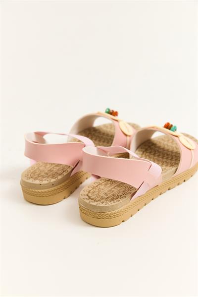 Tek Bantlı Aksesuarlı Sandalet Pembe