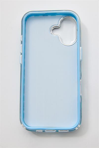 İphone 16 Uyumlu Taş Detaylı Telefon Kılıfı Mavi