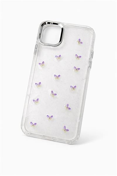 İphone 13 Pro Max Uyumlu Şeffaf Kelebek Figürlü Kılıf