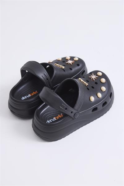 Yüksek Taban Önü Kapalı Terlik Siyah