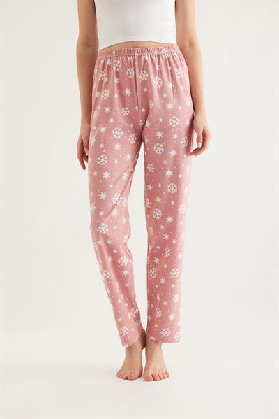 Beli Lastikli Kadın Pijama Altı Pembe