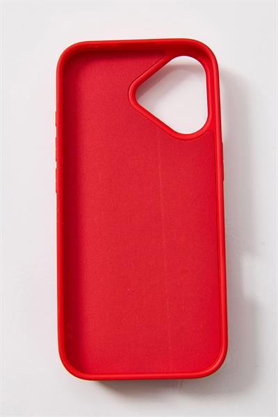 İphone 17 Uyumlu Parlak ve Taşlı Kart Bölümlü Kılıf  Kırmızı