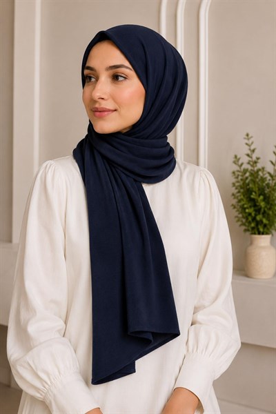 Kadın 180X65 Ölçülü Penye Şal Lacivert