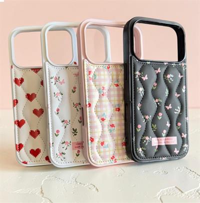 İphone 17 Pro Max Uyumlu Çiçek Desenli Kabartmalı Kılıf Lila