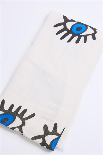 Müslin Pamuklu Plaj Havlusu Mavi