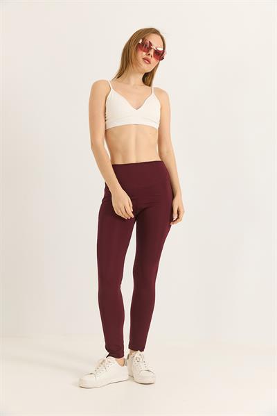 Slim fit yüksek bel toparlayıcı Oysho Tayt Bordo