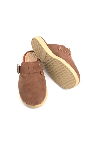 Kadın Önü Kapalı Tek Tokalı Kahverengi Terlik 