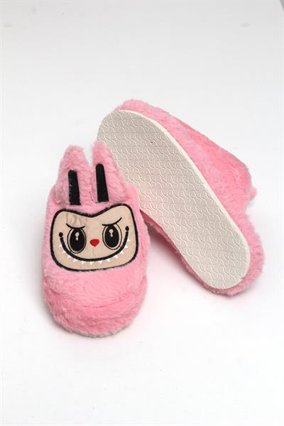 Figürlü Peluş Ev Terliği Pembe