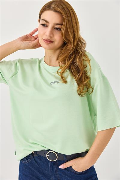 Bisiklet Yaka  Oysho Basic Tshirt Yeşil