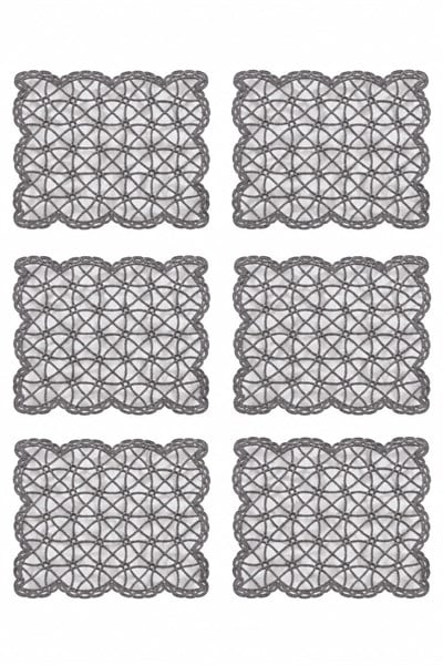 6lı Geometrik Desenlİ 40x28 Ölçülü Runner Gri
