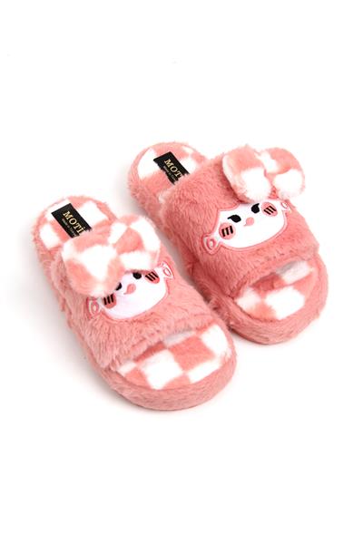 Kadın Önü Açık Peluş Pembe Ev Terliği 