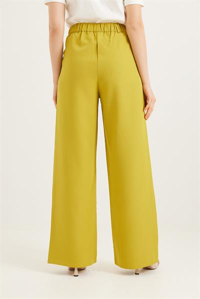 Yüksek Bel Bol Paça Palazzo Pantolon Yeşil