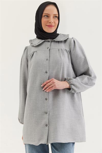 Bebe Yaka Gömlek Tunik Gri