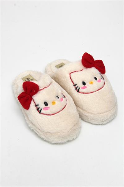 Hello Kitty Figürlü Kadın Ev Terliği Ekru