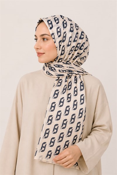 Kadın Monogram Desenli Fresh Şal Bej