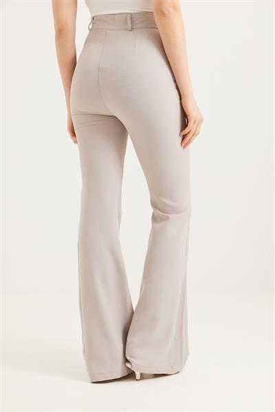 Yüksel Bel Çımalı  İspanyol Paça Pantolon Gri