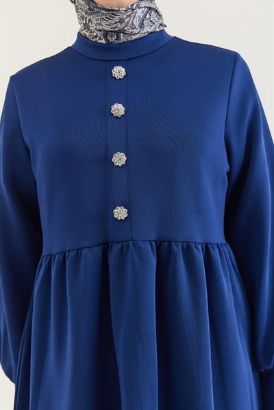 Taş Düğmeli Scuba İkili Takım Lacivert