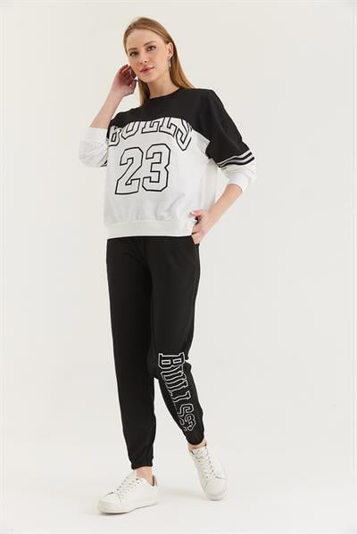 Çift Renk Eşofman Takım Siyah