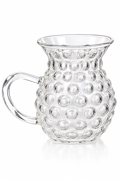 6lı Benek Desenli Kulplu Çay Bardağı Şeffaf