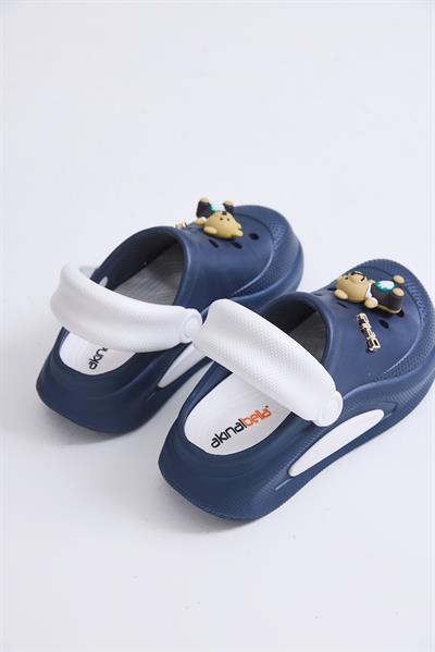 Yüksek Taban Aksesuarlı Crocs Terlik Lacivert