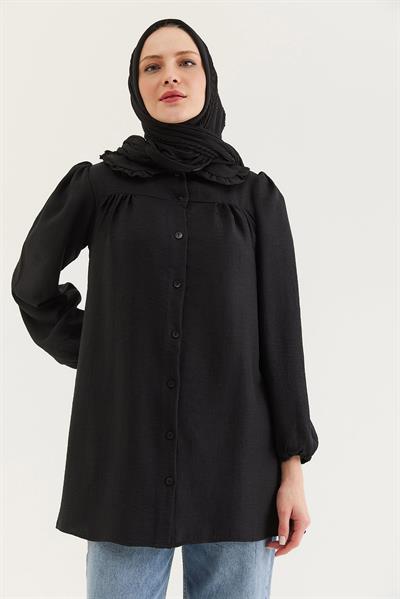 Bebe Yaka Gömlek Tunik Siyah