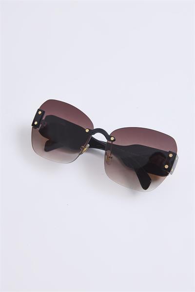 Retro Çevçevesiz Model Güneş Gözlüğü Kahverengi
