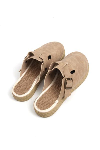 Kadın Önü Kapalı Tek Tokalı Vizon Terlik 