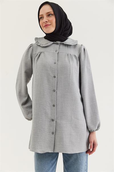 Bebe Yaka Gömlek Tunik Gri