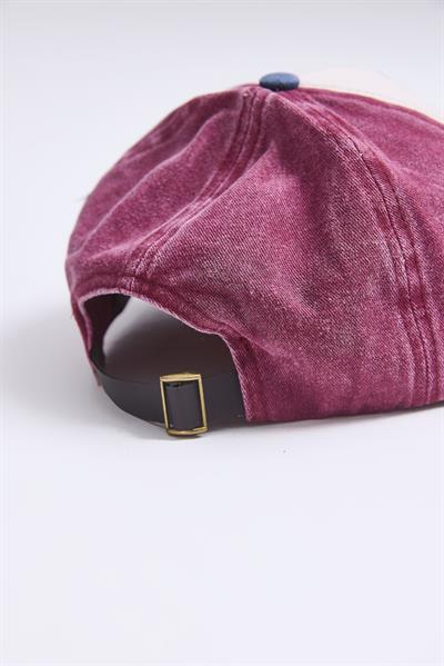 Ayarlanabilir Baskılı Yıkamalı Kot Şapka Gül Kurusu