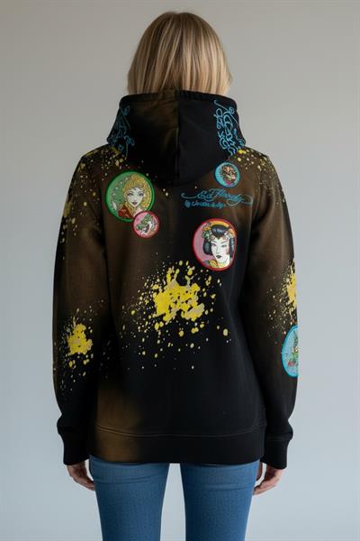 Kadın Fermuarlı Kapüşonlu Karışık Renk Vintage Sweatshirt