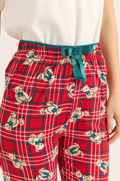 Beli Lastikli Pijama Ayıcık Desenli Pijama Altı