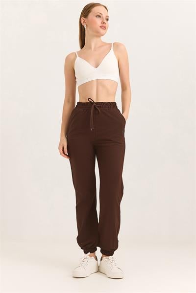 Alo Baskılı Cepli Beli Lastikli İki İp  Kahverengi